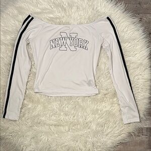 REFUGE White Long Sleeve Top with Black Accents